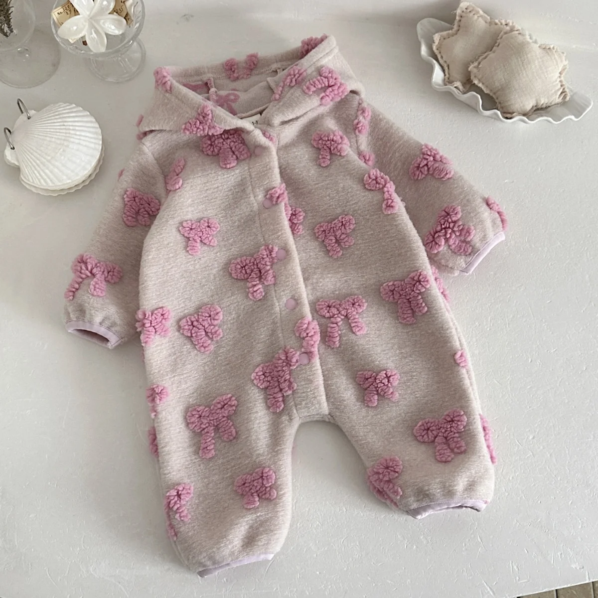 Baby Girls Hooded Romper 3D Bo - Newborn Baby Girl Romper Floral review and price
