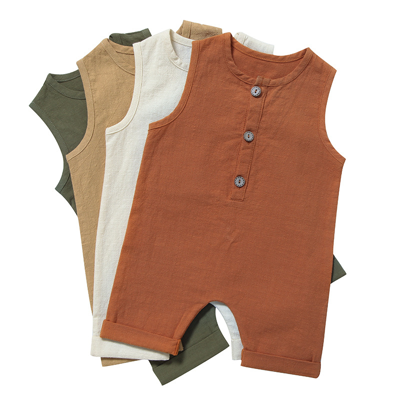 Summer Baby Boys Girls Rompers - Baby Summer Linen Sleeveless Jumpsuit review and price