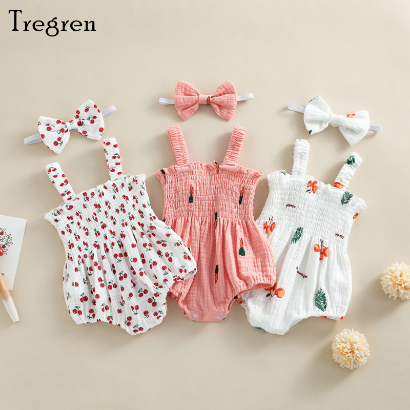 Tregren Baby Girls Rompers Sum - Baby Summer Linen Sleeveless Jumpsuit review and price