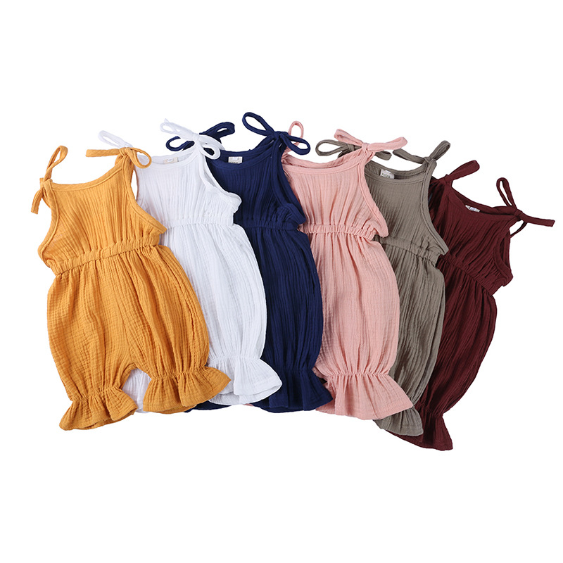 Summer Outfits Baby Girl Cloth - Baby Summer Linen Sleeveless Jumpsuit review and price